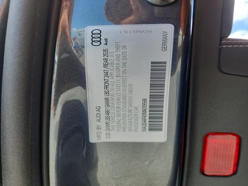 56301766 :رقم المزاد ، WAUEAAF40MA039588 vin ، 2021 Audi A4 مزاد بيع