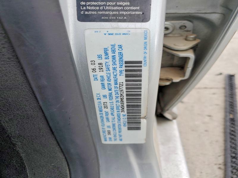 Aukcja sprzedaży 2003 Volkswagen Jetta, vin: 3VWSK69M63M197721, numer aukcji: 56484716