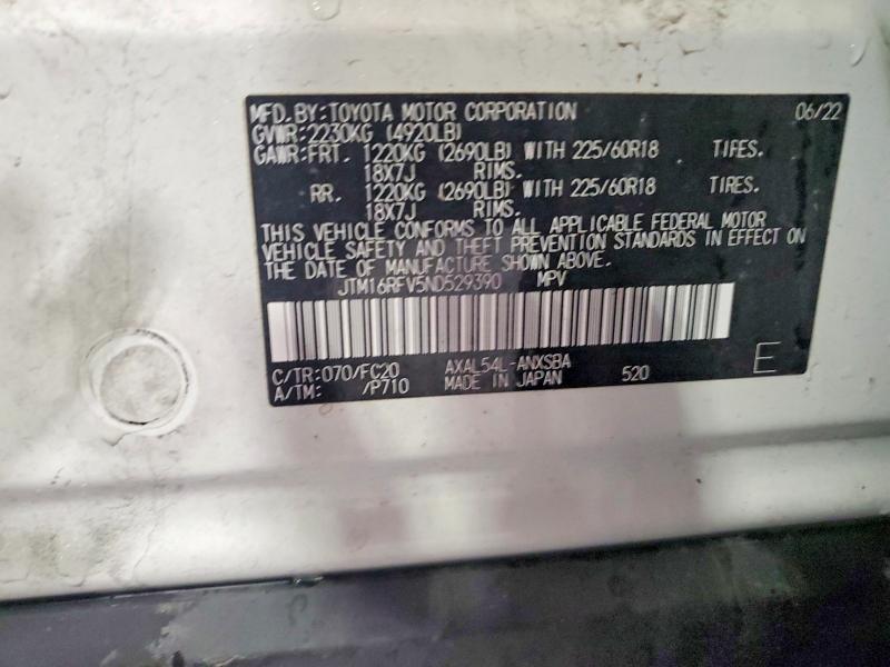 Aukcja sprzedaży 2022 Toyota Rav4, vin: JTM16RFV5ND529390, numer aukcji: 56827726