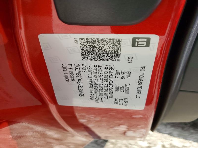 2023 Chevrolet Corvette მანქანა იყიდება აუქციონზე, vin: 1G1YB2D48P5125405, აუქციონის ნომერი: 58772466