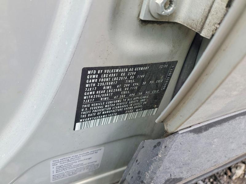 58114076 :رقم المزاد ، WVGBV7AX9AW516379 vin ، 2010 Volkswagen Tiguan مزاد بيع