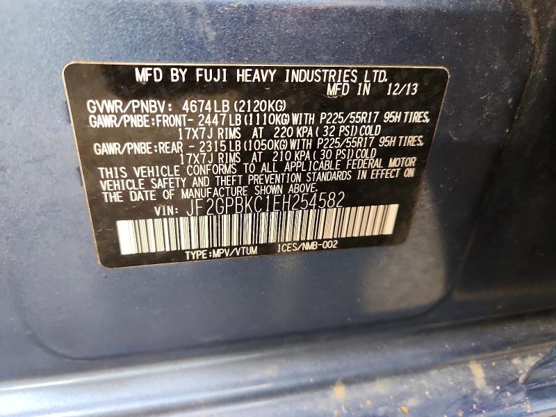Продажа на аукционе авто 2014 Subaru Xv Crosstrek, vin: JF2GPBKC1EH254582, номер лота: 55907336