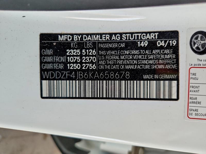 59332896 :رقم المزاد ، WDDZF4JB6KA658678 vin ، 2019 Mercedes-benz E مزاد بيع