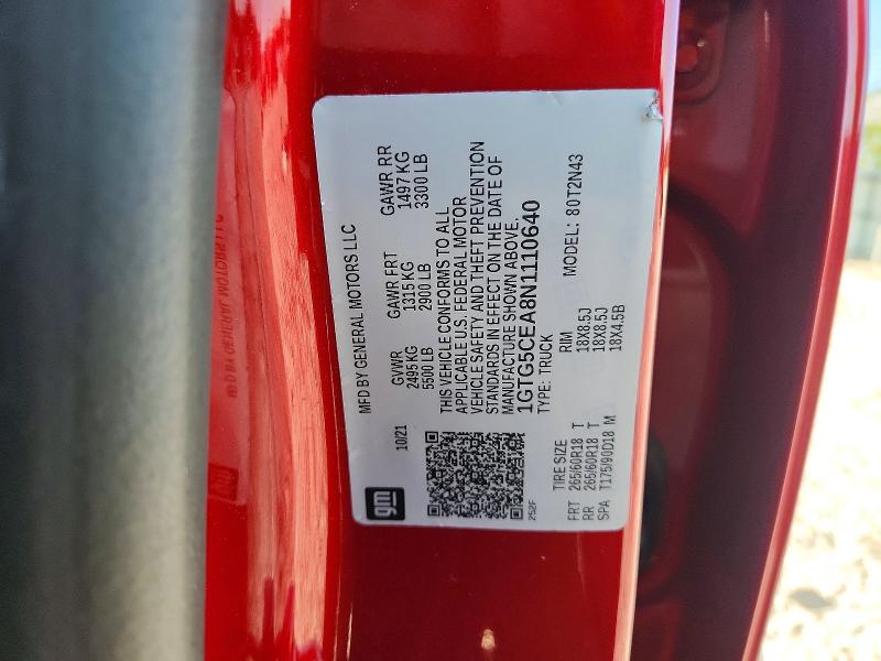 2022 Gmc Canyon მანქანა იყიდება აუქციონზე, vin: 1GTG5CEA8N1110640, აუქციონის ნომერი: 55726386