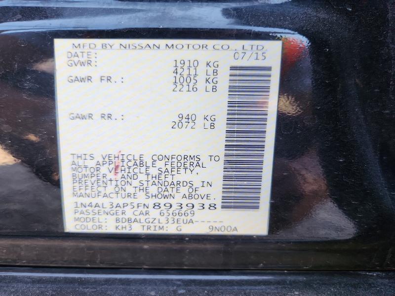 Aukcja sprzedaży 2015 Nissan Altima, vin: 1N4AL3AP5FN893938, numer aukcji: 55761596