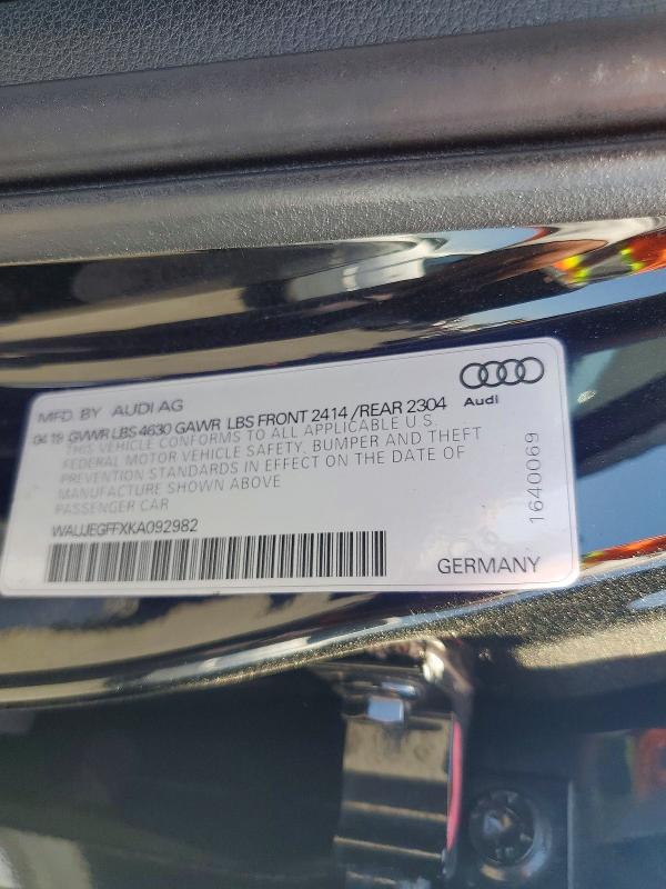 Aukcja sprzedaży 2019 Audi A3, vin: WAUJEGFFXKA092982, numer aukcji: 55453256