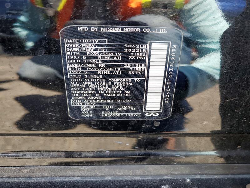 56673396 :رقم المزاد ، 3PCAJ5M34LF107030 vin ، 2020 Infiniti Qx50 مزاد بيع