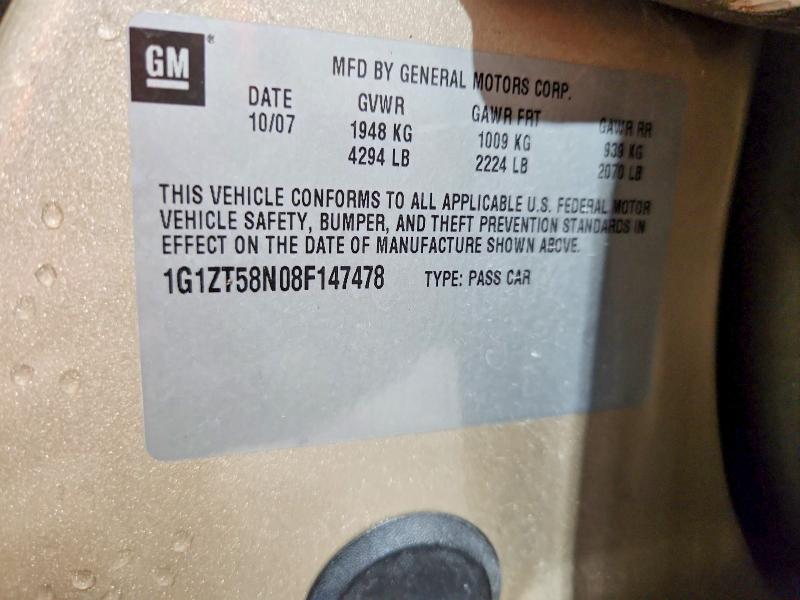 2008 Chevrolet Malibu მანქანა იყიდება აუქციონზე, vin: 1G1ZT58N08F147478, აუქციონის ნომერი: 55391256