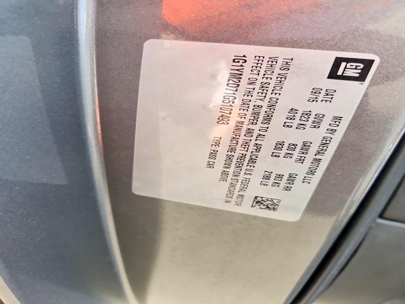 56169586 :رقم المزاد ، 1G1YM2D71G5107493 vin ، 2016 Chevrolet Corvette مزاد بيع