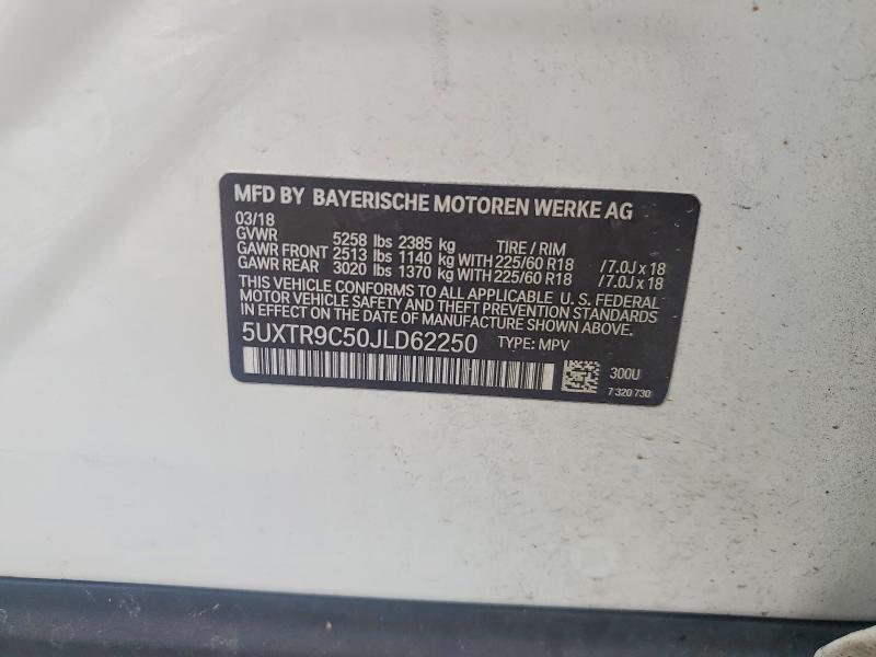 56461136 :رقم المزاد ، 5UXTR9C50JLD62250 vin ، 2018 Bmw X3 مزاد بيع