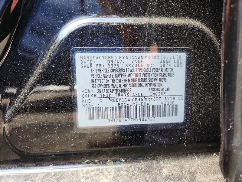2017 Nissan Sentra მანქანა იყიდება აუქციონზე, vin: 3N1AB7AP7HY406932, აუქციონის ნომერი: 56298046