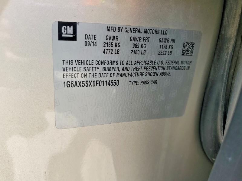 56321636 :رقم المزاد ، 1G6AX5SX0F0114650 vin ، 2015 Cadillac Cts مزاد بيع