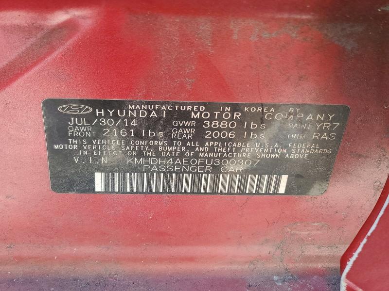 Продажа на аукционе авто 2015 Hyundai Elantra, vin: KMHDH4AE0FU300307, номер лота: 57838806