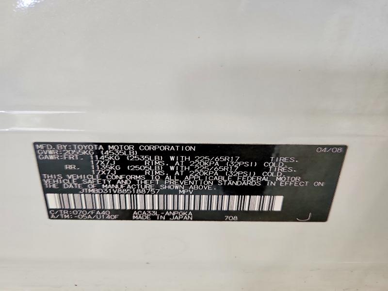 Aukcja sprzedaży 2008 Toyota Rav4, vin: JTMBD31V885188757, numer aukcji: 59174576