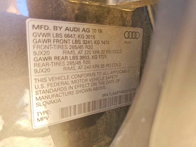 Aukcja sprzedaży 2019 Audi Q7, vin: WA1LAAF74KD013733, numer aukcji: 56104926