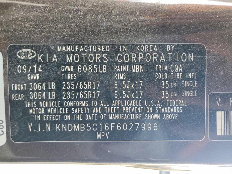 58779906 :رقم المزاد ، KNDMB5C16F6027996 vin ، 2015 Kia Sedona مزاد بيع
