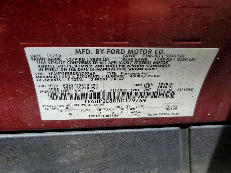 2013 Ford Taurus მანქანა იყიდება აუქციონზე, vin: 1FAHP2E88DG179769, აუქციონის ნომერი: 56737836