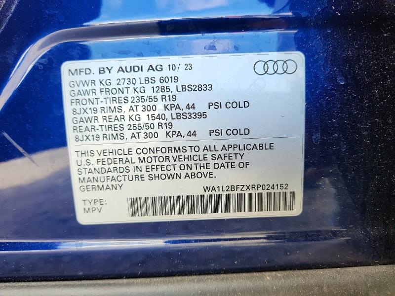 Продаж на аукціоні авто 2024 Audi Q4 E-tron, vin: WA1L2BFZXRP024152, номер лоту: 54574036