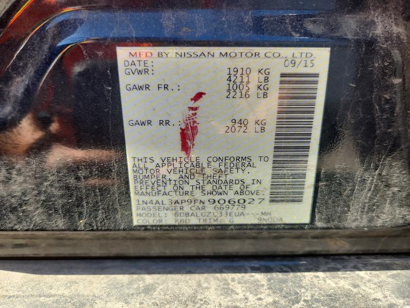 Продажа на аукционе авто 2015 Nissan Altima, vin: 1N4AL3AP9FN906027, номер лота: 55952106