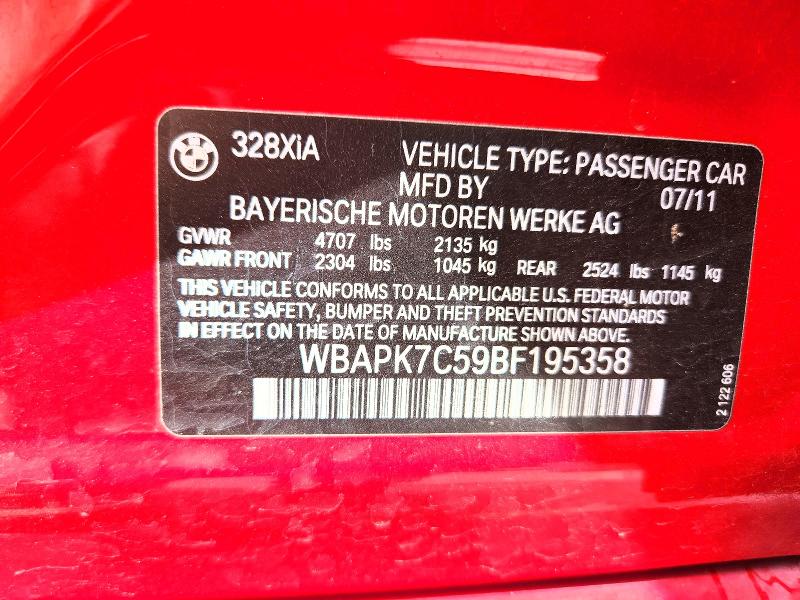 55639276 :رقم المزاد ، WBAPK7C59BF195358 vin ، 2011 Bmw 328 مزاد بيع