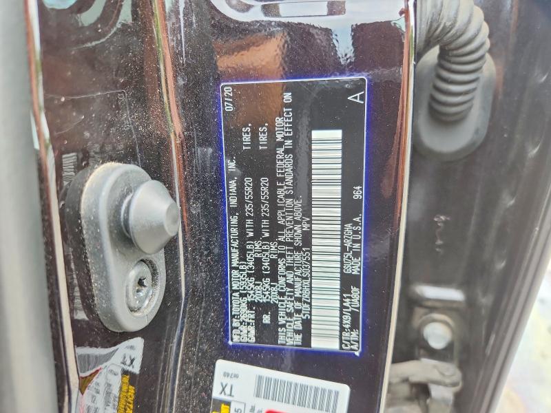 2020 Toyota Highlander მანქანა იყიდება აუქციონზე, vin: 5TDFZRBHXLS037551, აუქციონის ნომერი: 56446366