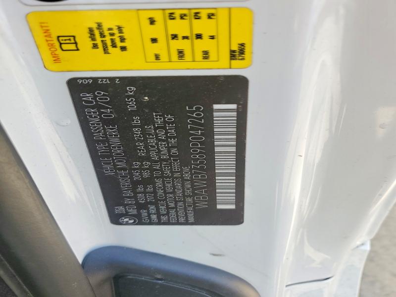 55279186 :رقم المزاد ، WBAWB73589P047265 vin ، 2009 Bmw 335 مزاد بيع