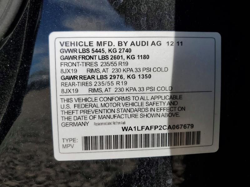 Продажа на аукционе авто 2012 Audi Q5, vin: WA1LFAFP2CA067679, номер лота: 57665266
