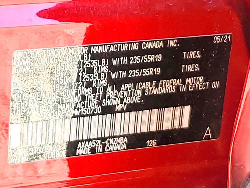 56818946 :رقم المزاد ، 2T3C1RFV2MW150730 vin ، 2021 Toyota Rav4 مزاد بيع