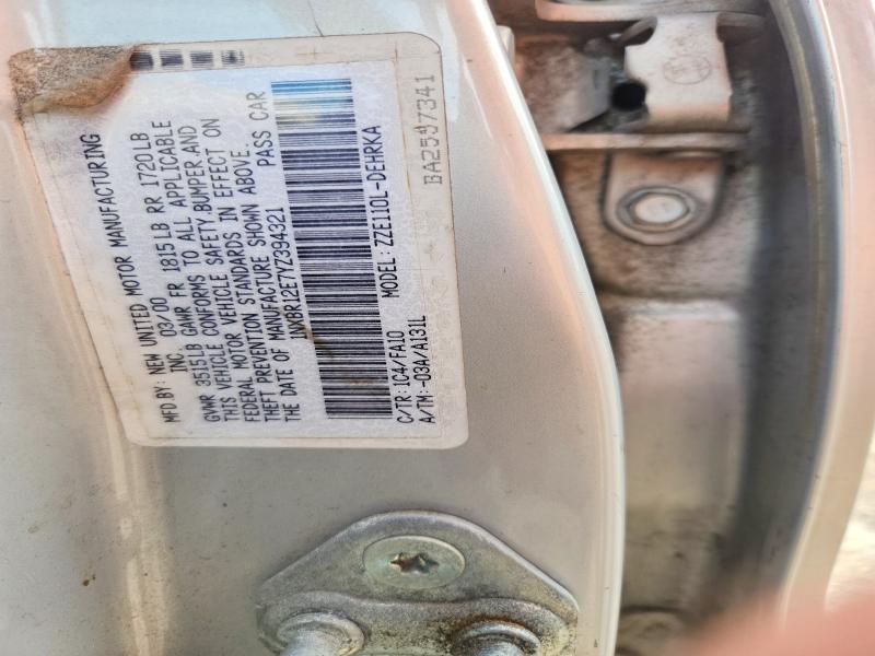 Auction sale of the 2000 Toyota Corolla, vin: 1NXBR12E7YZ394321, lot number: 58833926