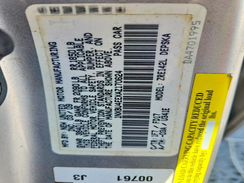 58723206 :رقم المزاد ، 1NXBU4EEXAZ170624 vin ، 2010 Toyota Corolla مزاد بيع