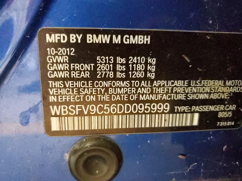 Продажа на аукционе авто 2013 Bmw M5, vin: WBSFV9C56DD095999, номер лота: 57570036