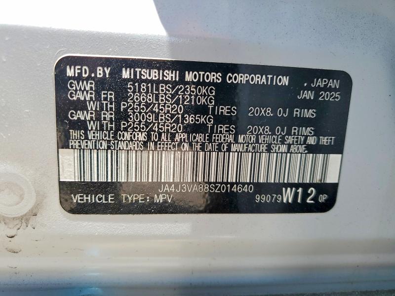 Aukcja sprzedaży 2025 Mitsubishi Outlander, vin: JA4J3VA88SZ014640, numer aukcji: 58806956