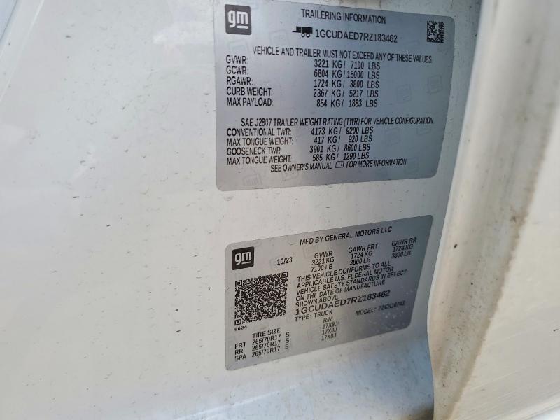 Продаж на аукціоні авто 2024 Chevrolet Silverado, vin: 1GCUDAED7RZ183462, номер лоту: 56181886