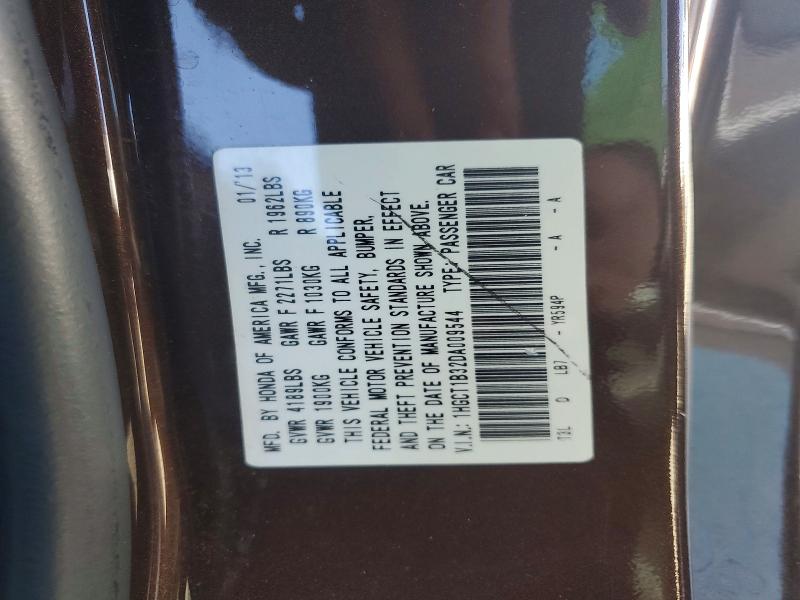 Auction sale of the 2013 Honda Accord, vin: 1HGCT1B32DA009544, lot number: 58122756
