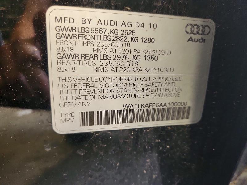 Продажа на аукционе авто 2010 Audi Q5, vin: WA1LKAFP6AA100000, номер лота: 57350356