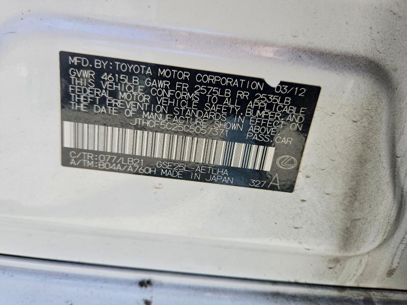 Продаж на аукціоні авто 2012 Lexus Is, vin: JTHCF5C25C5057371, номер лоту: 54984036