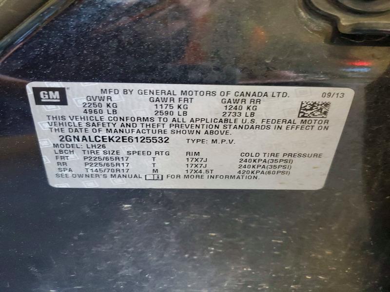 55900986 :رقم المزاد ، 2GNALCEK2E6125532 vin ، 2014 Chevrolet Equinox مزاد بيع