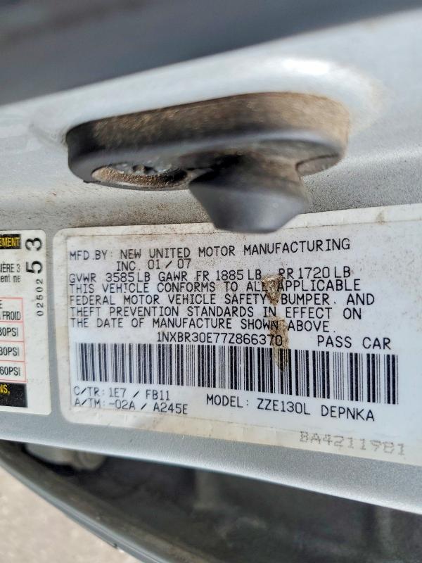 Продаж на аукціоні авто 2007 Toyota Corolla, vin: 1NXBR30E77Z866370, номер лоту: 55347986