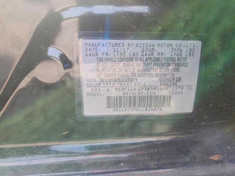 Aukcja sprzedaży 2018 Nissan Versa, vin: 3N1CN7AP0JL836871, numer aukcji: 56321696