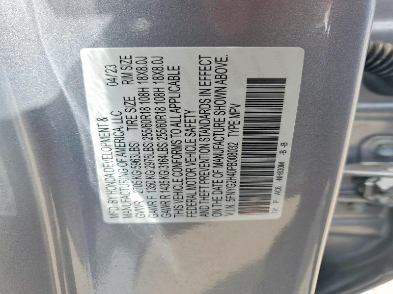 55949966 :رقم المزاد ، 5FNYG2H40PB008032 vin ، 2023 Honda Pilot مزاد بيع