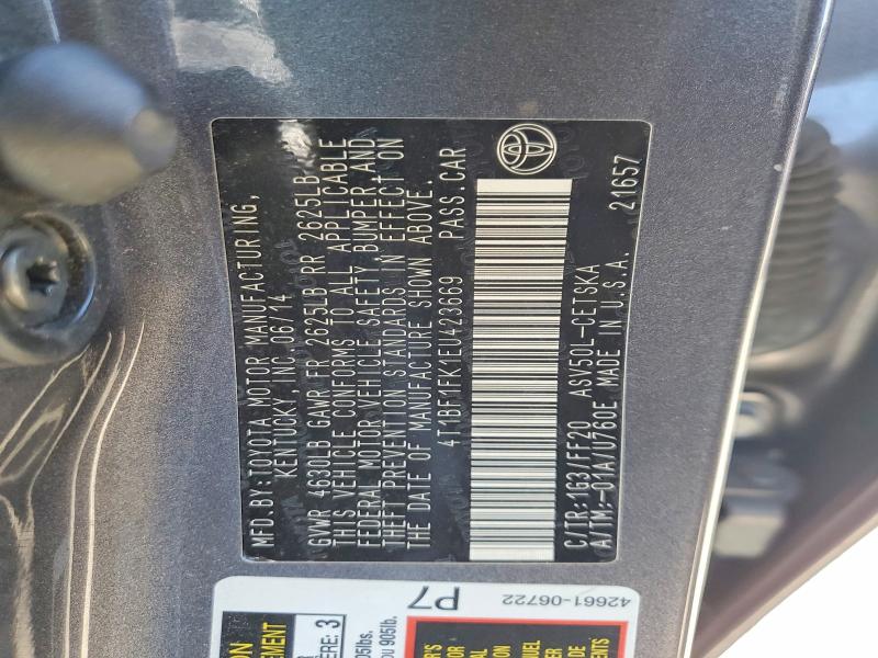 Auction sale of the 2014 Toyota Camry, vin: 4T1BF1FK1EU423669, lot number: 58154176