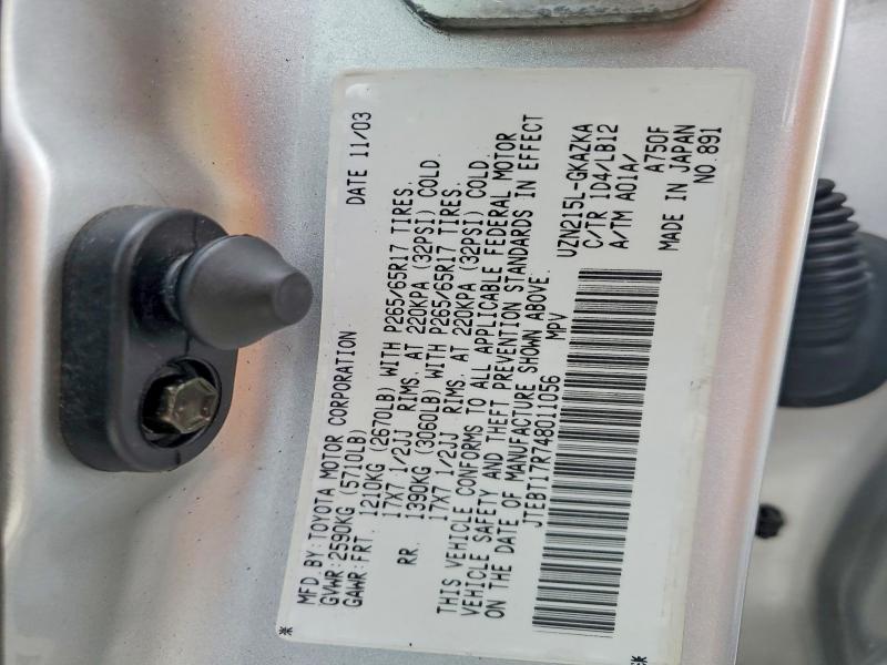 57506236 :رقم المزاد ، JTEBT17R748011056 vin ، 2004 Toyota 4runner مزاد بيع