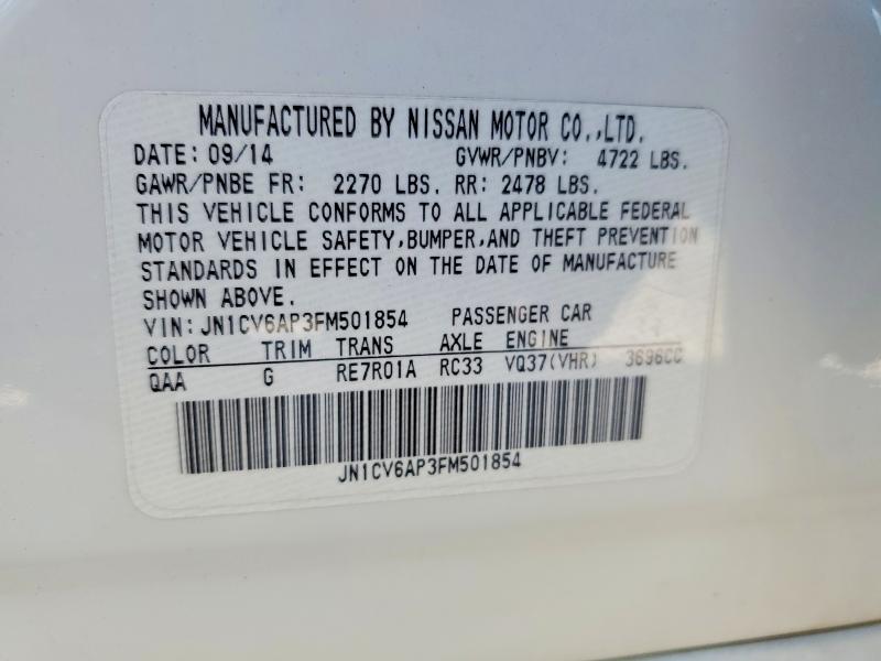 Продаж на аукціоні авто 2015 Infiniti Q40, vin: JN1CV6AP3FM501854, номер лоту: 58427366