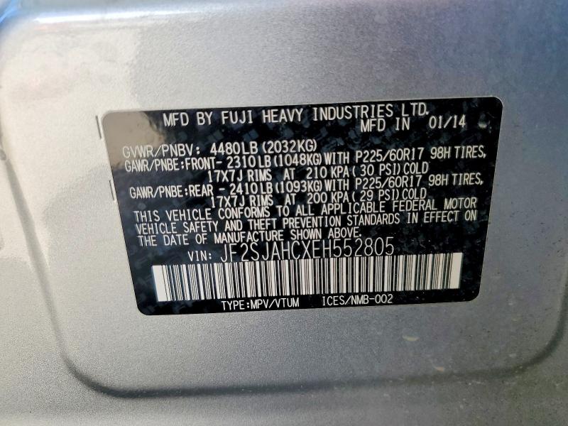 56978576 :رقم المزاد ، JF2SJAHCXEH552805 vin ، 2014 Subaru Forester مزاد بيع