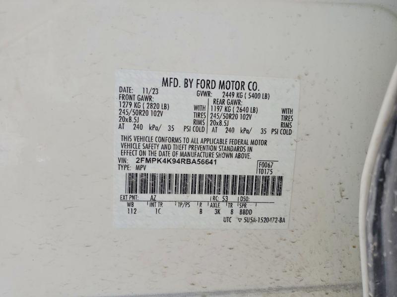56666926 :رقم المزاد ، 2FMPK4K94RBA56641 vin ، 2024 Ford Edge مزاد بيع