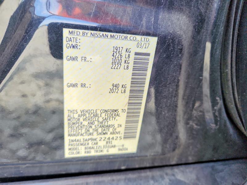 56547586 :رقم المزاد ، 1N4AL3AP9HC224425 vin ، 2017 Nissan Altima مزاد بيع