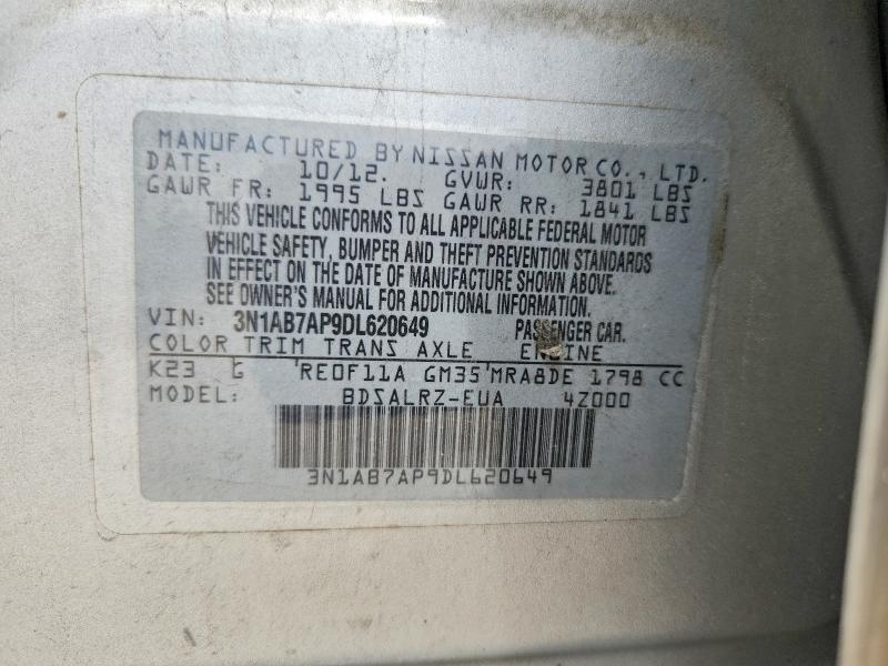 58971196 :رقم المزاد ، 3N1AB7AP9DL620649 vin ، 2013 Nissan Sentra مزاد بيع