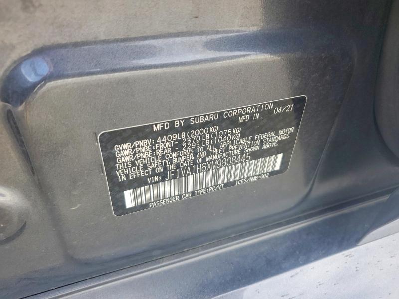 2021 Subaru Wrx მანქანა იყიდება აუქციონზე, vin: JF1VA1H6XM9808445, აუქციონის ნომერი: 55908196