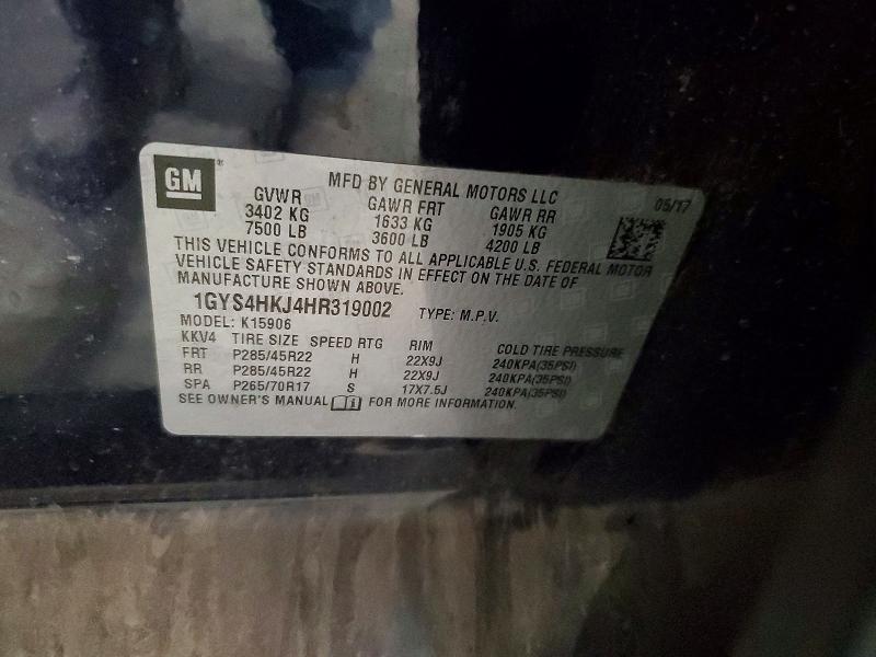 56170016 :رقم المزاد ، 1GYS4HKJ4HR319002 vin ، 2017 Cadillac Escalade مزاد بيع
