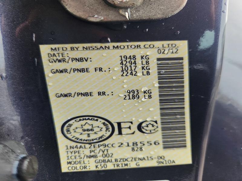 Продажа на аукционе авто 2012 Nissan Altima, vin: 1N4AL2EP9CC218556, номер лота: 57825106